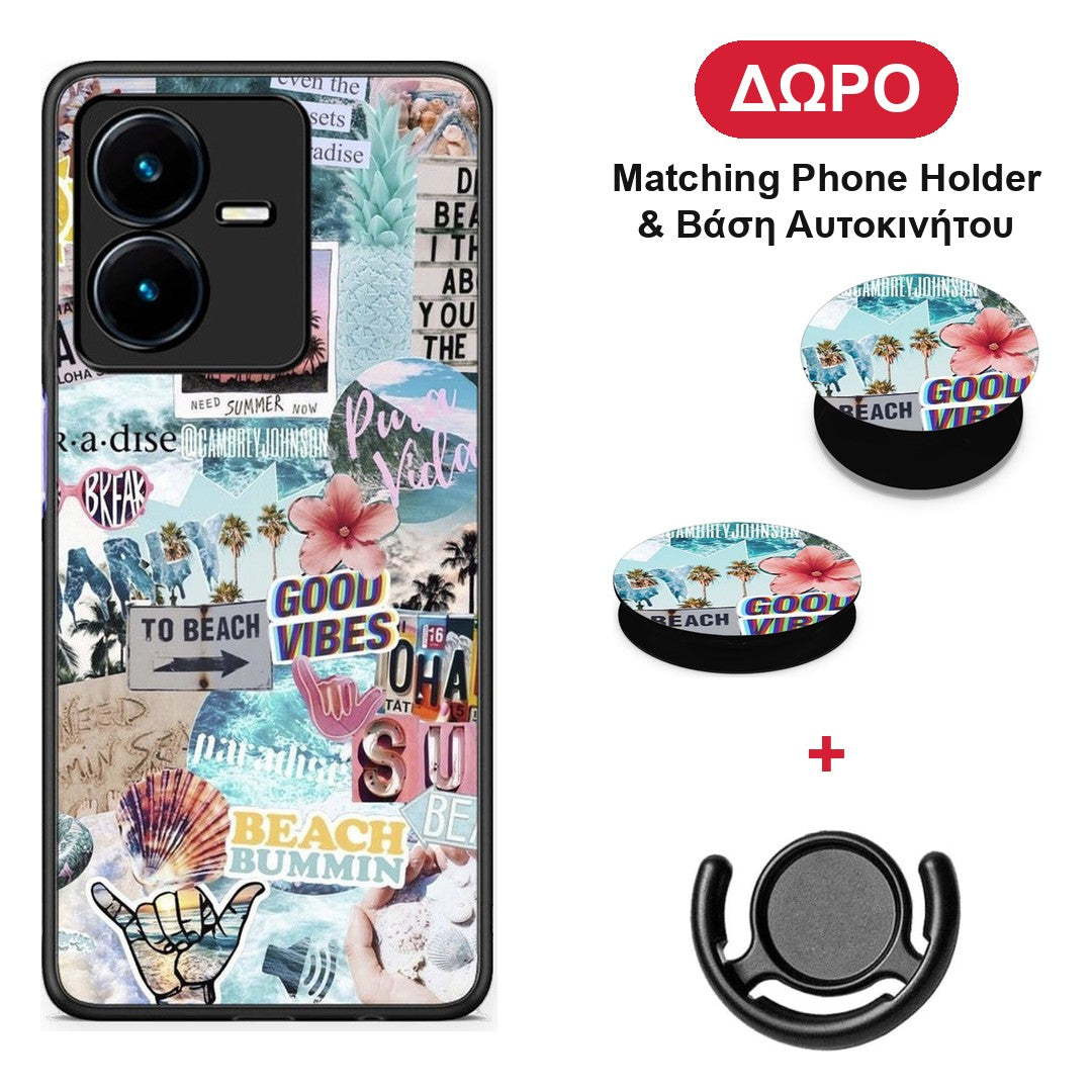 Summer Vibes - Vivo Y22 θήκη + Δώρο Phone Holder & Βάση Αυτοκινήτου
