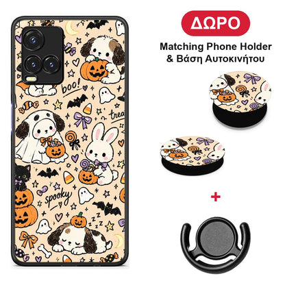 Halloween Puppies and Friends on Cream - Vivo Y33s / Y21s / Y21 θήκη + Δώρο Phone Holder & Βάση Αυτοκινήτου