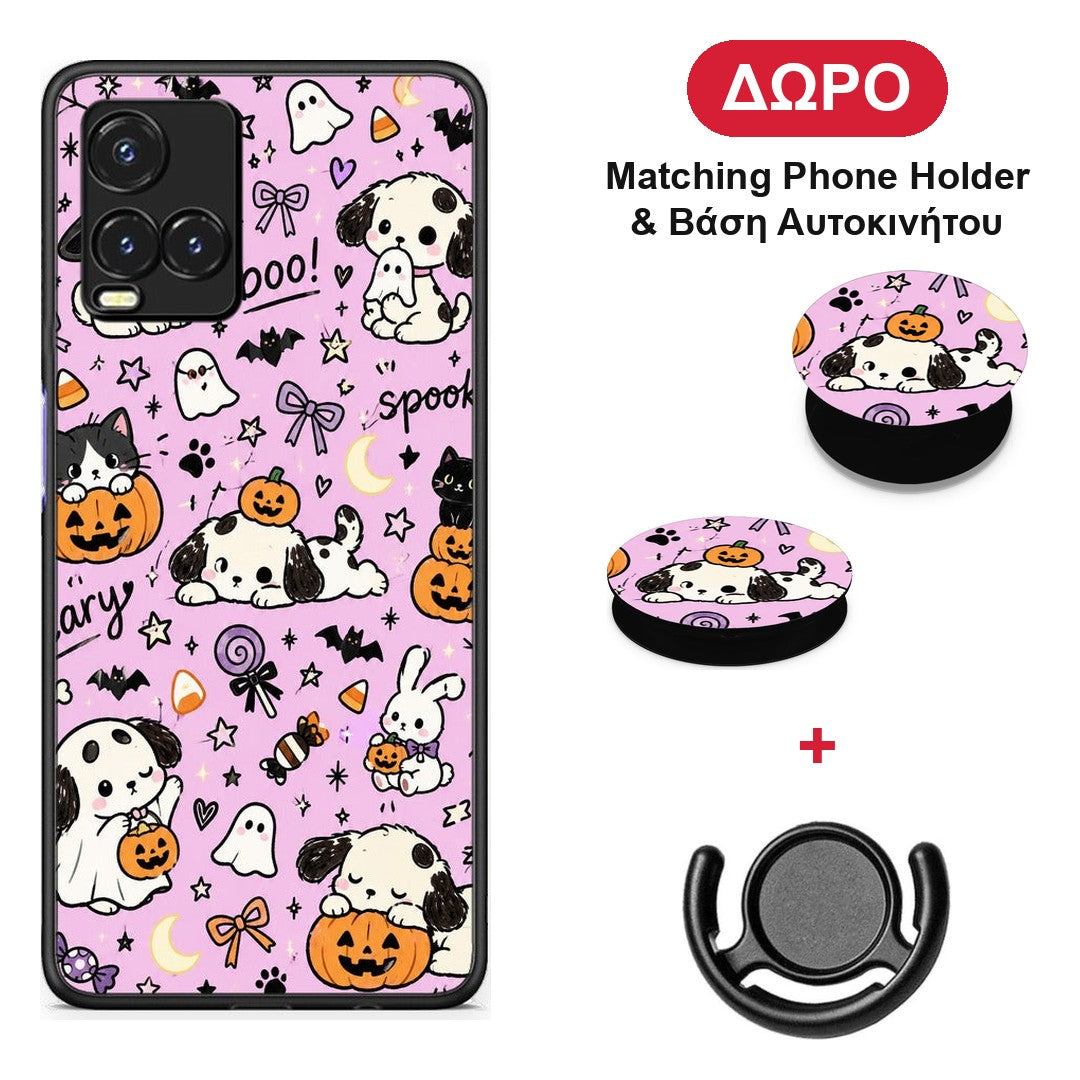 Halloween Puppies and Friends on Lilac - Vivo Y33s / Y21s / Y21 θήκη + Δώρο Phone Holder & Βάση Αυτοκινήτου