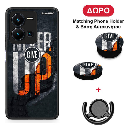 Never Give Up - Vivo Y35 5G θήκη + Δώρο Phone Holder & Βάση Αυτοκινήτου