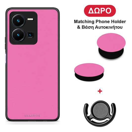 Rose Pink - Vivo Y35 5G θήκη + Δώρο Phone Holder & Βάση Αυτοκινήτου