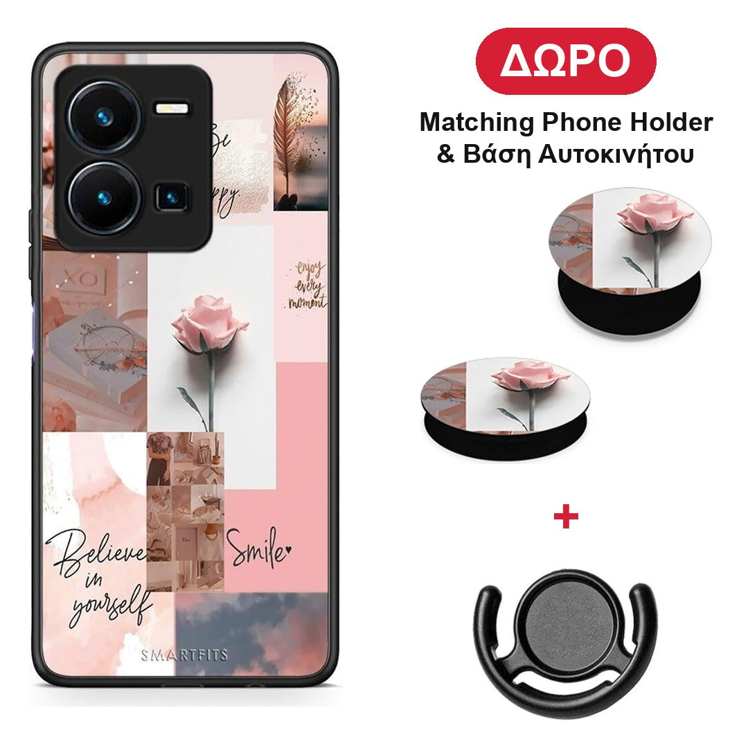 Aesthetic Collage - Vivo Y22s / Y35 4G θήκη + Δώρο Phone Holder & Βάση Αυτοκινήτου