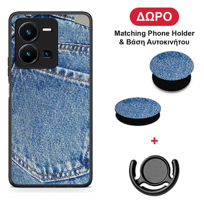 Jeans Pocket - Vivo Y22s / Y35 4G θήκη + Δώρο Phone Holder & Βάση Αυτοκινήτου