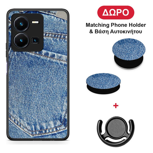 Jeans Pocket - Vivo Y22s / Y35 4G θήκη + Δώρο Phone Holder & Βάση Αυτοκινήτου