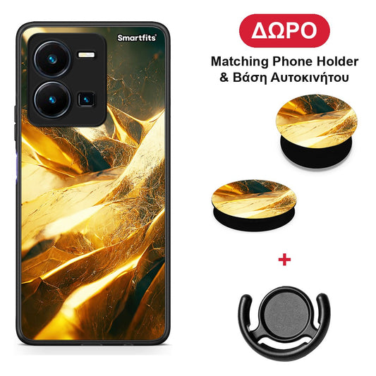 Real Gold - Vivo Y22s / Y35 4G θήκη + Δώρο Phone Holder & Βάση Αυτοκινήτου