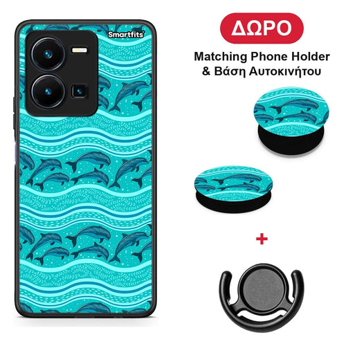 Swimming Dolphins - Vivo Y22s / Y35 4G θήκη + Δώρο Phone Holder & Βάση Αυτοκινήτου