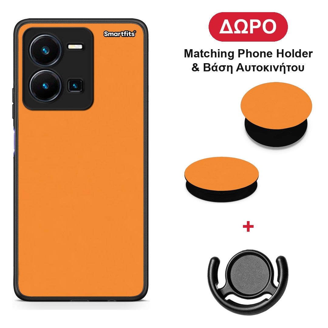 Tangerine Orange - Vivo Y22s / Y35 4G θήκη + Δώρο Phone Holder & Βάση Αυτοκινήτου