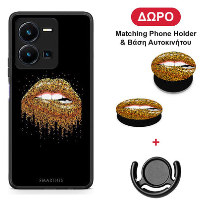 Valentine Golden - Vivo Y22s / Y35 4G θήκη + Δώρο Phone Holder & Βάση Αυτοκινήτου