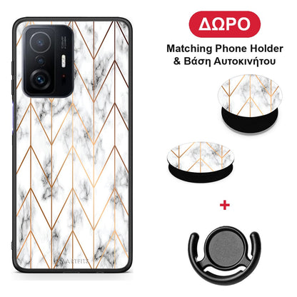 Marble Gold Geometric - Xiaomi 11T / 11T Pro θήκη + Δώρο Phone Holder & Βάση Αυτοκινήτου