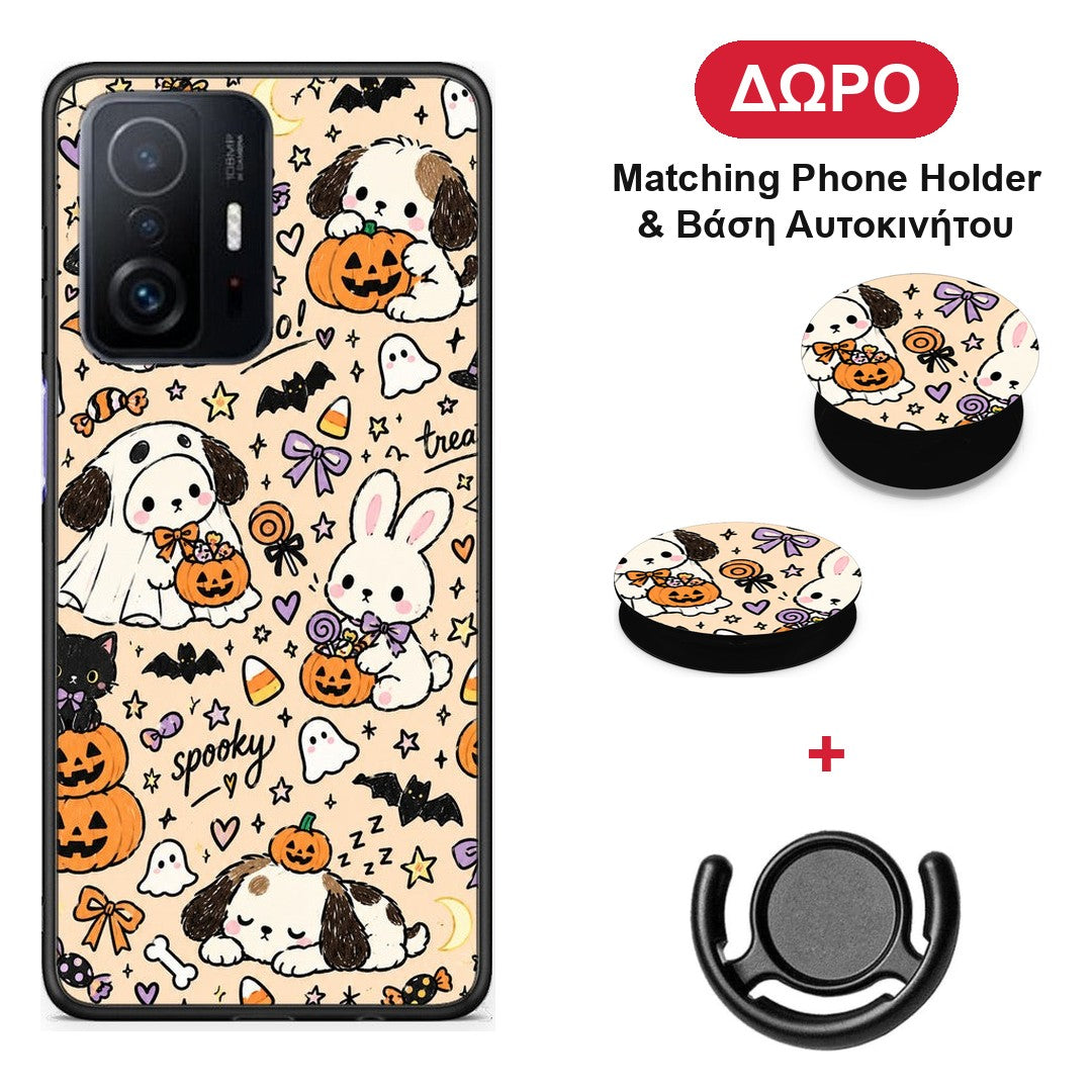 Halloween Puppies and Friends on Cream - Xiaomi 11T / 11T Pro θήκη + Δώρο Phone Holder & Βάση Αυτοκινήτου
