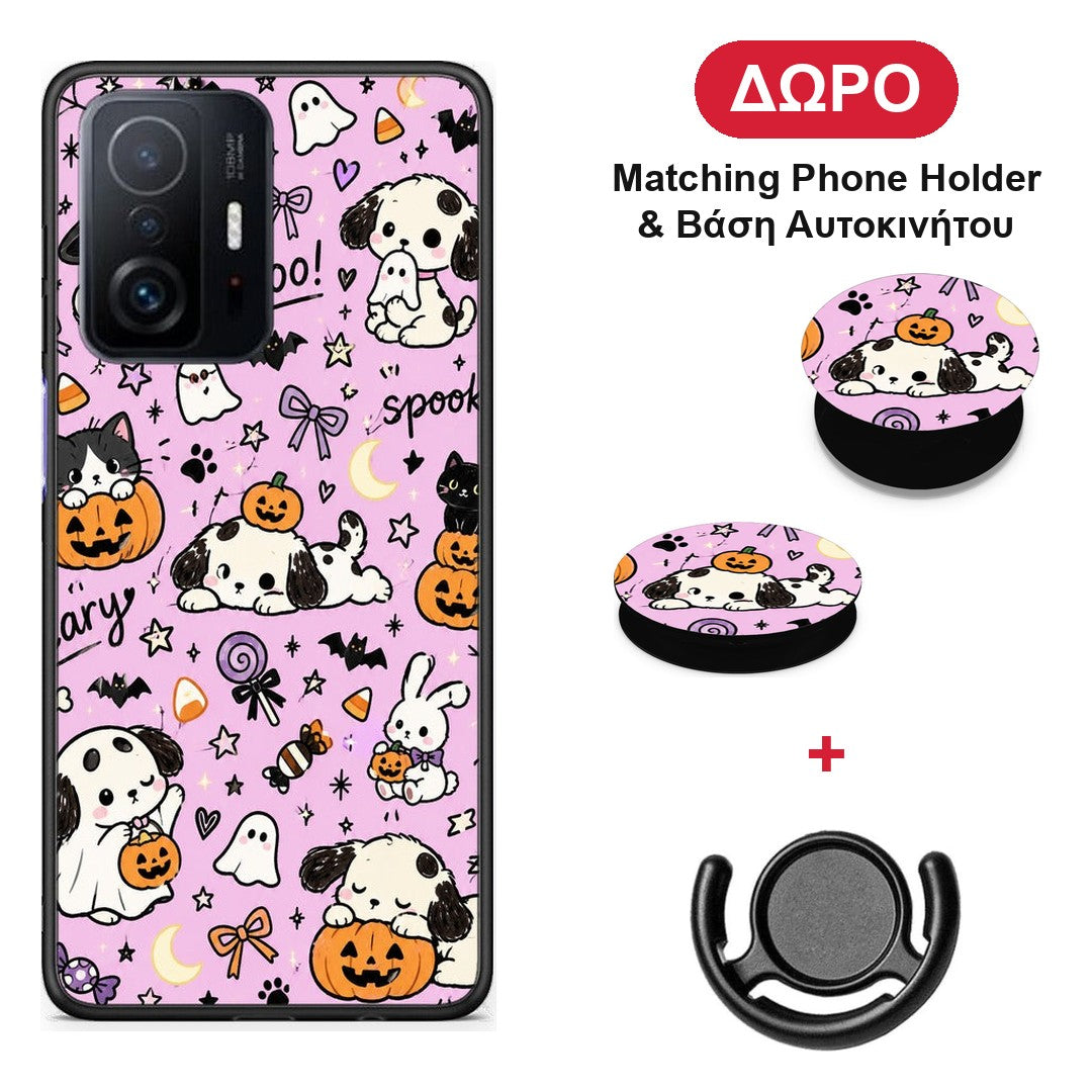 Halloween Puppies and Friends on Lilac - Xiaomi 11T / 11T Pro θήκη + Δώρο Phone Holder & Βάση Αυτοκινήτου
