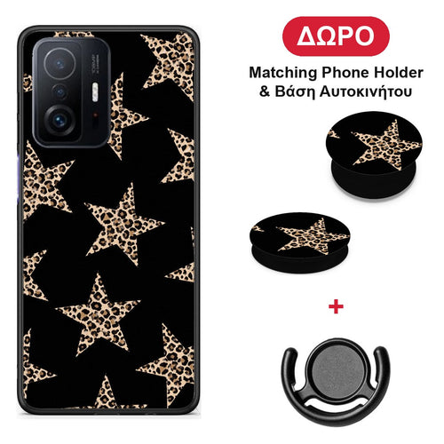 Leopard Stars on Black - Xiaomi 11T / 11T Pro θήκη + Δώρο Phone Holder & Βάση Αυτοκινήτου