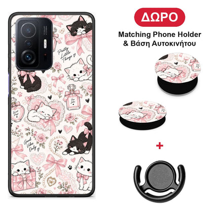 Pink Bows and Kittens Collage - Xiaomi 11T / 11T Pro θήκη + Δώρο Phone Holder & Βάση Αυτοκινήτου