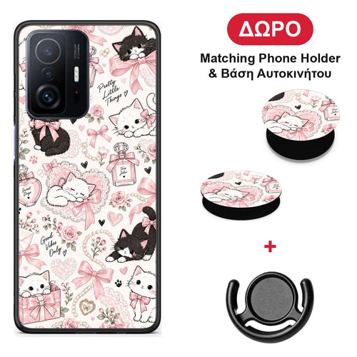 Pink Bows and Kittens Collage - Xiaomi 11T / 11T Pro θήκη + Δώρο Phone Holder & Βάση Αυτοκινήτου