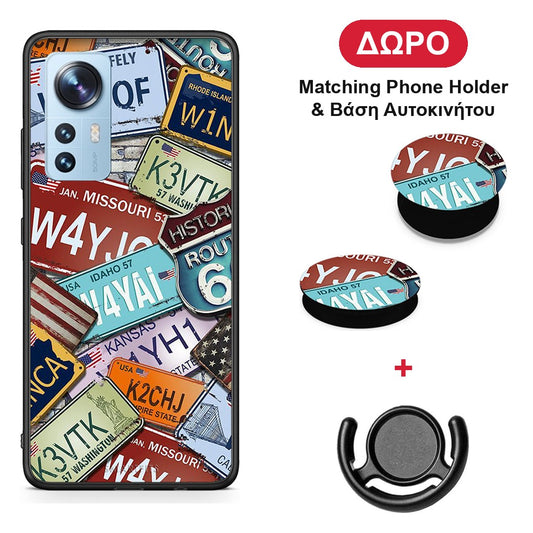 Car Plates - Xiaomi 12 / 12X 5G θήκη + Δώρο Phone Holder & Βάση Αυτοκινήτου