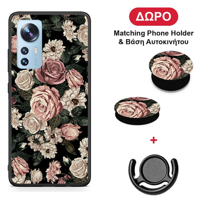Flower Wild Roses - Xiaomi 12 / 12X 5G θήκη + Δώρο Phone Holder & Βάση Αυτοκινήτου