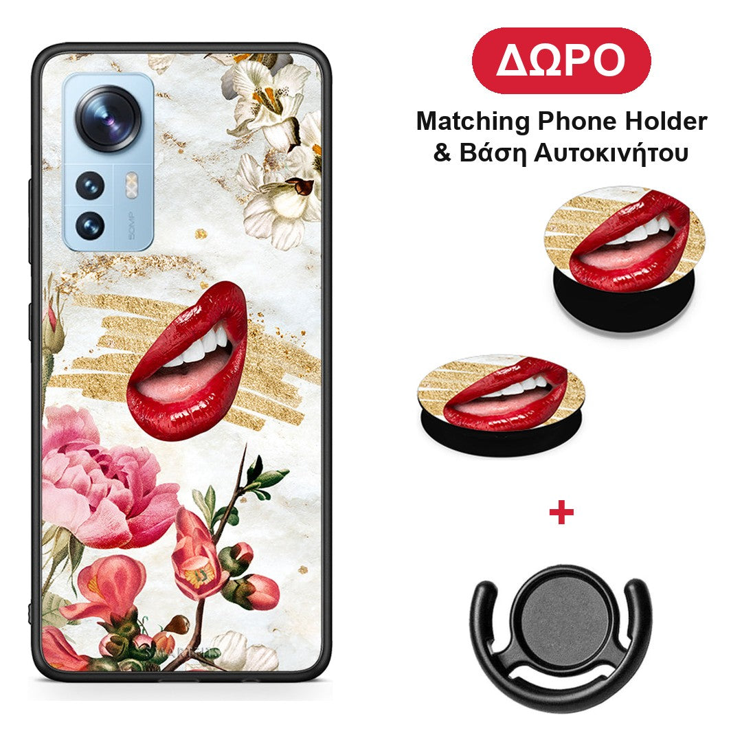 Red Lips - Xiaomi 12 / 12X 5G θήκη + Δώρο Phone Holder & Βάση Αυτοκινήτου