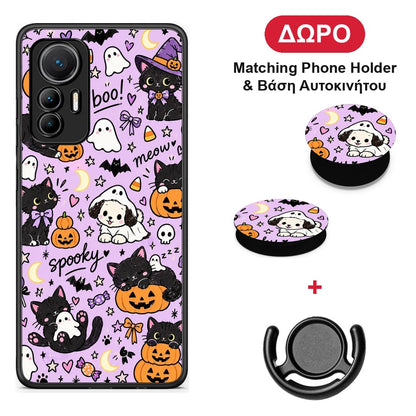 Halloween Black Cats on Lilac - Xiaomi 12 Lite 5G θήκη + Δώρο Phone Holder & Βάση Αυτοκινήτου