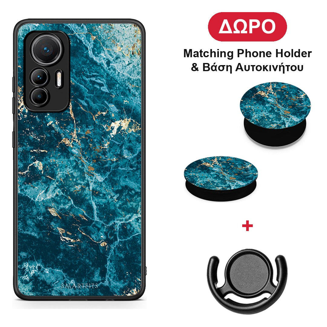 Marble Blue - Xiaomi 12 Lite 5G θήκη + Δώρο Phone Holder & Βάση Αυτοκινήτου