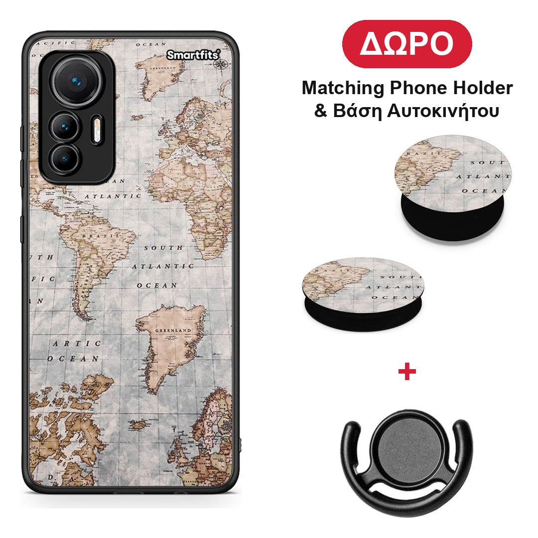 World Map - Xiaomi 12 Lite 5G θήκη + Δώρο Phone Holder & Βάση Αυτοκινήτου