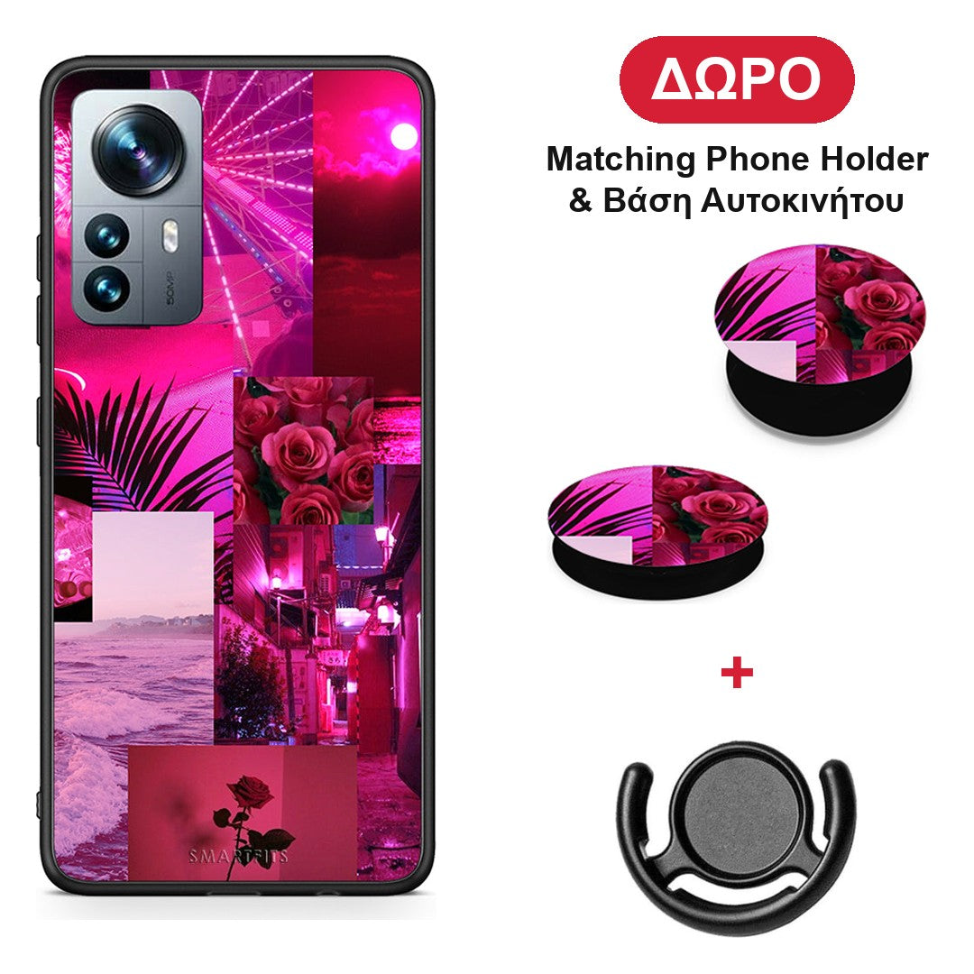 Collage Red Roses - Xiaomi 12 Pro θήκη + Δώρο Phone Holder & Βάση Αυτοκινήτου