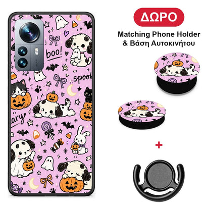 Halloween Puppies and Friends on Lilac - Xiaomi 12 Pro θήκη + Δώρο Phone Holder & Βάση Αυτοκινήτου