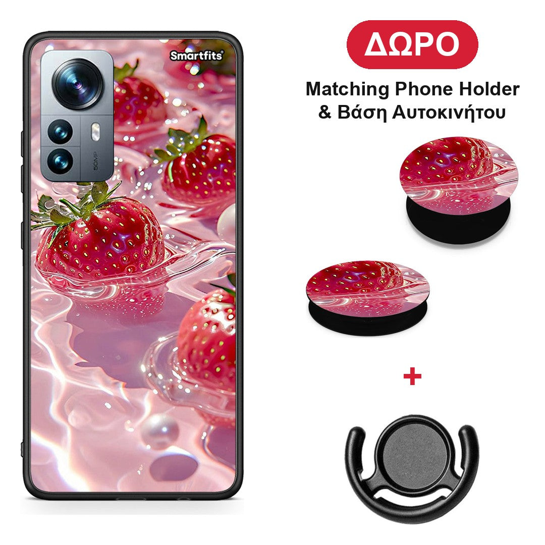Juicy Strawberries - Xiaomi 12 Pro θήκη + Δώρο Phone Holder & Βάση Αυτοκινήτου
