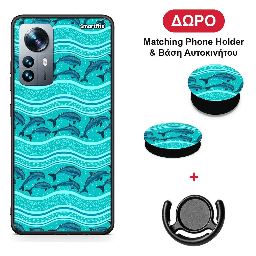 Swimming Dolphins - Xiaomi 12 Pro θήκη + Δώρο Phone Holder & Βάση Αυτοκινήτου