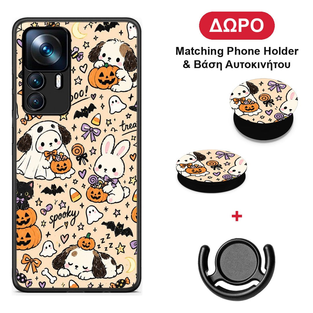 Halloween Puppies and Friends on Cream - Xiaomi 12T / K50 Ultra θήκη + Δώρο Phone Holder & Βάση Αυτοκινήτου