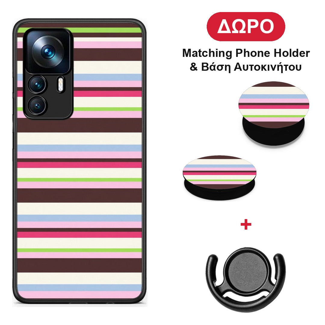 Multicolour Horizontal Stripes - Xiaomi 12T / K50 Ultra θήκη + Δώρο Phone Holder & Βάση Αυτοκινήτου