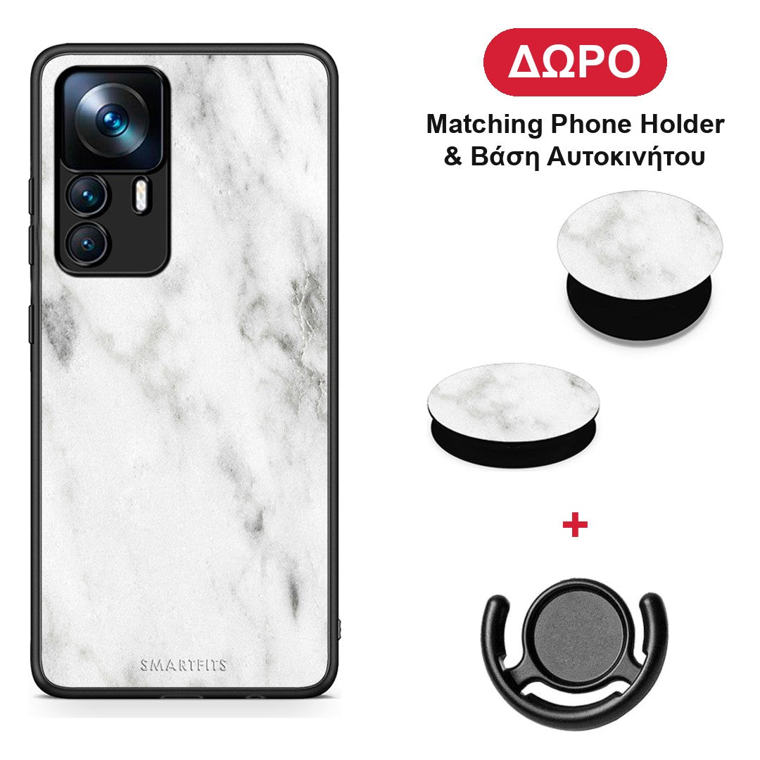 Marble White - Xiaomi 12T / K50 Ultra θήκη + Δώρο Phone Holder & Βάση Αυτοκινήτου