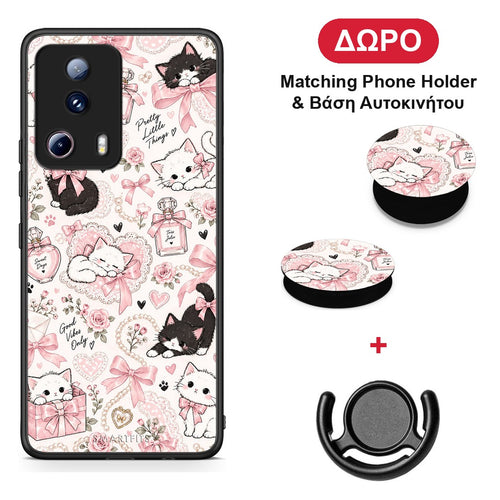 Pink Bows and Kittens Collage - Xiaomi 13 Lite 5G θήκη + Δώρο Phone Holder & Βάση Αυτοκινήτου