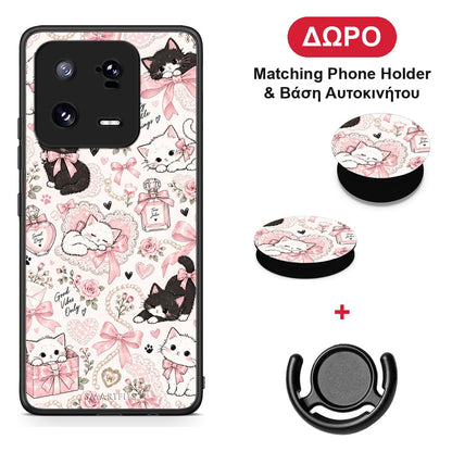 Pink Bows and Kittens Collage - Xiaomi 13 Pro θήκη + Δώρο Phone Holder & Βάση Αυτοκινήτου