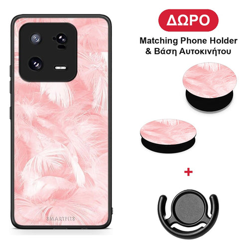 Boho Pink Feather - Xiaomi 13 Pro θήκη + Δώρο Phone Holder & Βάση Αυτοκινήτου
