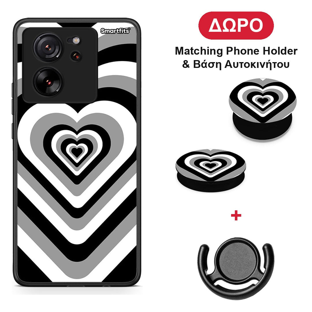 Black Hearts - Xiaomi 13T θήκη + Δώρο Phone Holder & Βάση Αυτοκινήτου