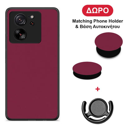 Burgundy - Xiaomi 13T θήκη + Δώρο Phone Holder & Βάση Αυτοκινήτου
