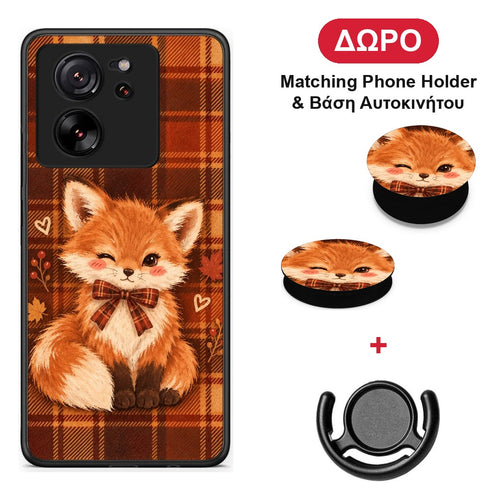 Fox on Autumn Tartan - Xiaomi 13T θήκη + Δώρο Phone Holder & Βάση Αυτοκινήτου