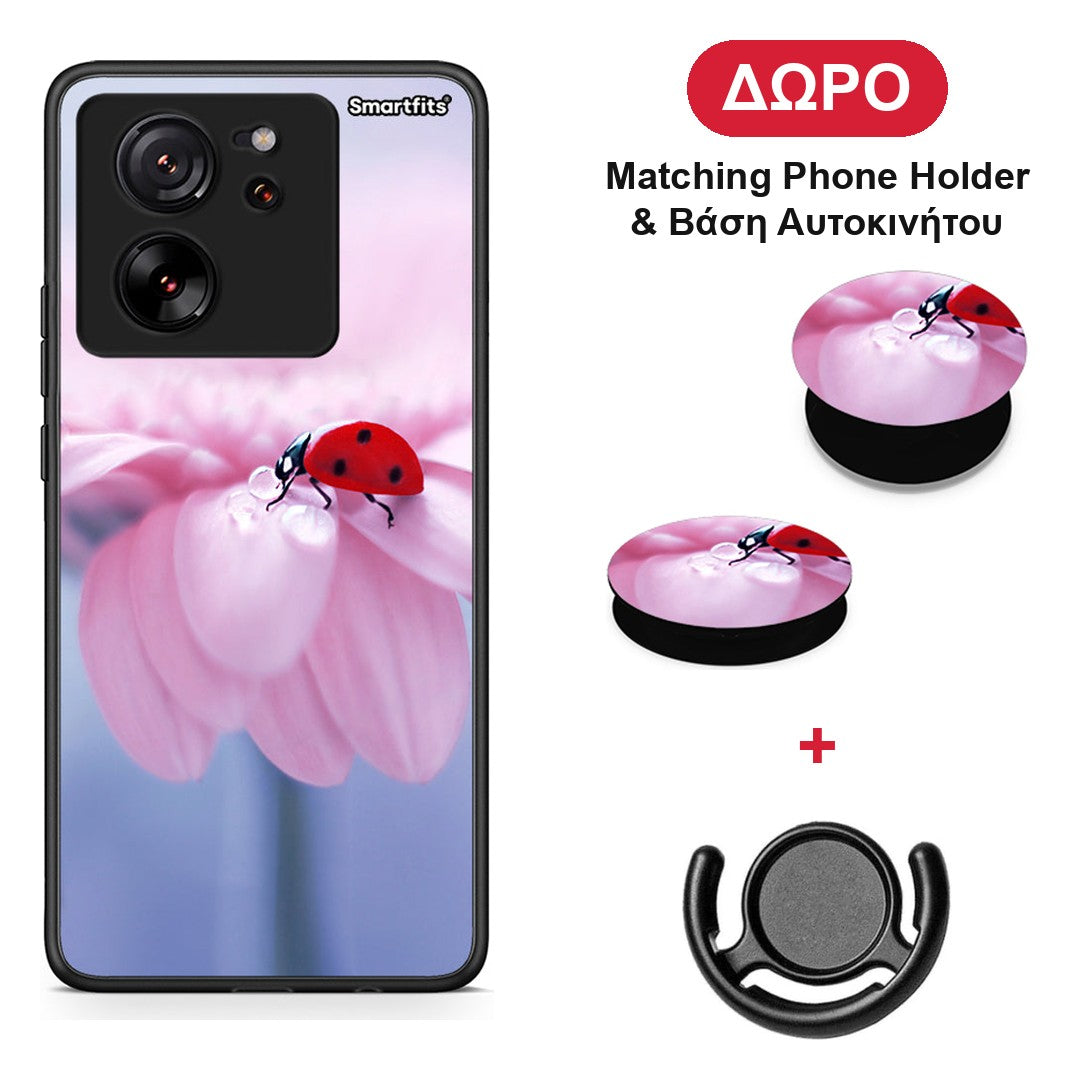 Ladybug Flower - Xiaomi 13T θήκη + Δώρο Phone Holder & Βάση Αυτοκινήτου