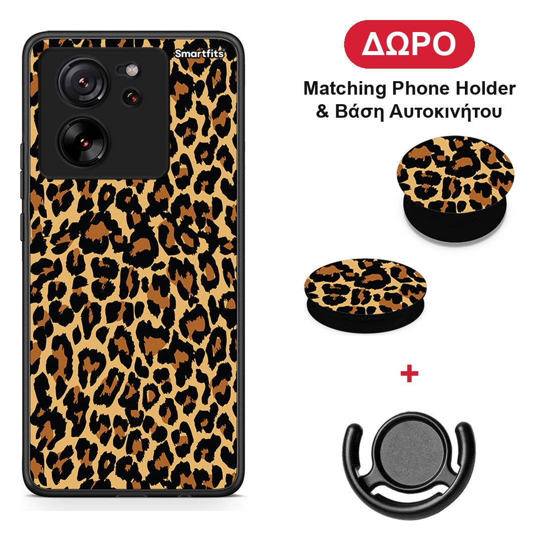 Animal Leopard - Xiaomi 13T θήκη + Δώρο Phone Holder & Βάση Αυτοκινήτου