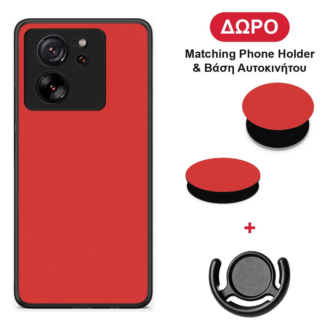 Poppy Red - Xiaomi 13T θήκη + Δώρο Phone Holder & Βάση Αυτοκινήτου