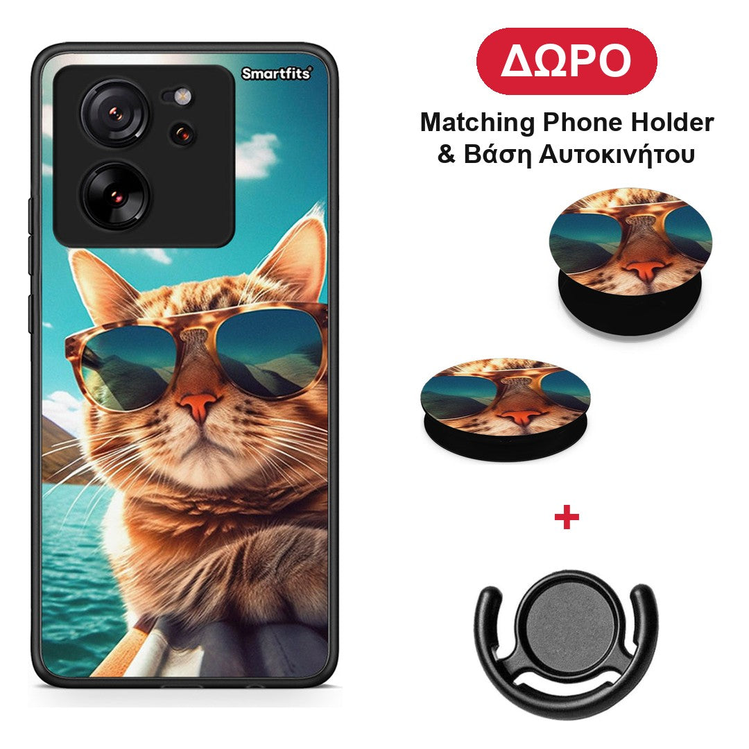 Summer Cat - Xiaomi 13T θήκη + Δώρο Phone Holder & Βάση Αυτοκινήτου