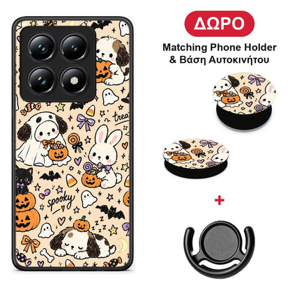 Halloween Puppies and Friends on Cream - Xiaomi 14T Pro θήκη + Δώρο Phone Holder & Βάση Αυτοκινήτου