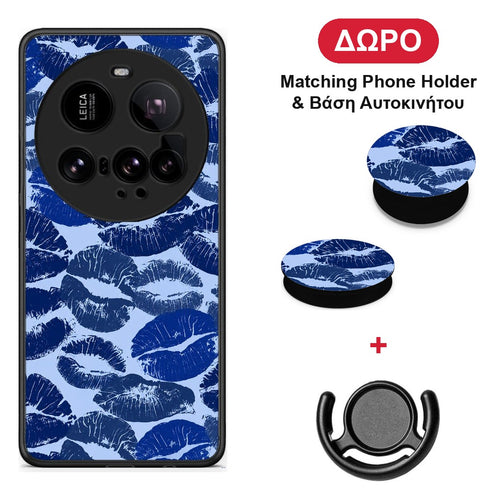 Blue Lipstick Kisses - Xiaomi 15 Ultra 5G θήκη + Δώρο Phone Holder & Βάση Αυτοκινήτου
