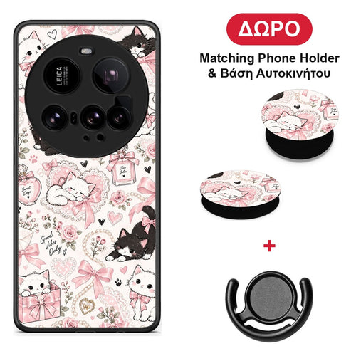 Pink Bows and Kittens Collage - Xiaomi 15 Ultra 5G θήκη + Δώρο Phone Holder & Βάση Αυτοκινήτου