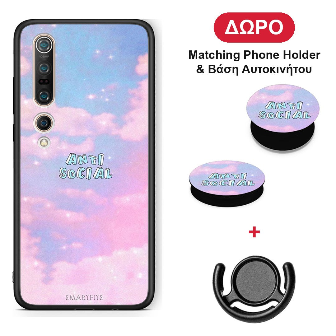 Anti Social - Xiaomi Mi 10 θήκη + Δώρο Phone Holder & Βάση Αυτοκινήτου