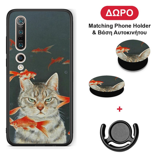 Cat Goldfish - Xiaomi Mi 10 θήκη + Δώρο Phone Holder & Βάση Αυτοκινήτου