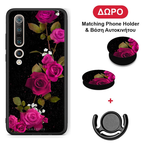 Flower Red Roses - Xiaomi Mi 10 θήκη + Δώρο Phone Holder & Βάση Αυτοκινήτου