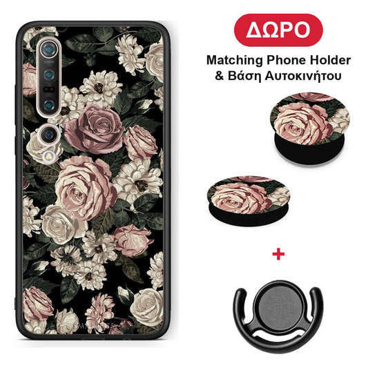 Flower Wild Roses - Xiaomi Mi 10 θήκη + Δώρο Phone Holder & Βάση Αυτοκινήτου