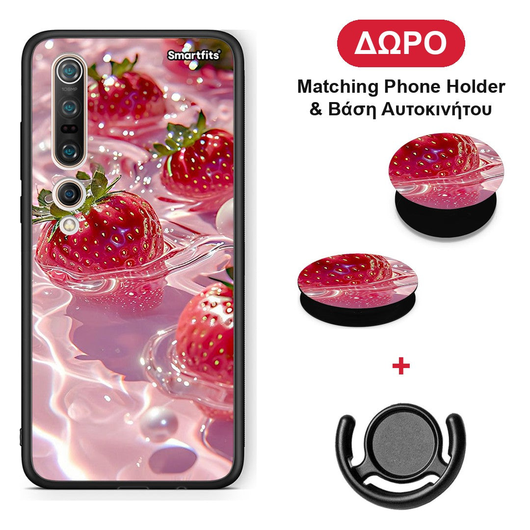 Juicy Strawberries - Xiaomi Mi 10 θήκη + Δώρο Phone Holder & Βάση Αυτοκινήτου
