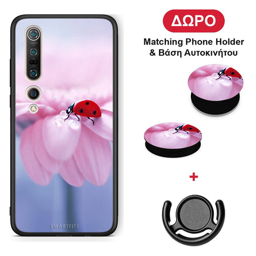 Ladybug Flower - Xiaomi Mi 10 θήκη + Δώρο Phone Holder & Βάση Αυτοκινήτου